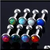 Tongue Rings 8Pcslot Stainless Steel Opal Stone Ear Tragus Cartilage Helix Piercing Earring Barbell Stud Lip Piercings Body Jewelry 16 Wtvht