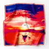 Style Natural Scarf Kvinnor Sunset Oljemålning Skriv ut 100% Real Silk Scarves Small Square Headband Wrap Lady Gift FJ491