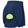 Women Sport Pleated Golf Skort High Waist 2-In-1 Tennis Skirt with Shorts Pocket X7YA 210724