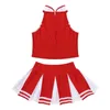 Cheerleader Costume Kids Girls Jazz Dance Costume Sleeveless Zippered Tops with Pleated Skirt Set School Cheerleading Uniforms