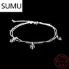 est Fashion 925 Sterling Silver Double Layer Small Ball Chain Anklet Lucky Clover Pendant Anklets Bracelet For Women Jewelry