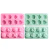 Rose Shaped lce Cube Mould 12 Grids Silicone Chocolate Pudding Molds Flower Grass Ice Cubes Tray Home Kitchen Baking Too BH5079 TYJ