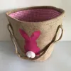 120 stks Pasen Bunny Bag Feestelijke Party Egg Hunts Handtas met Handvat Rabbit Oor Jute Cloth Pasen Gift Mand voor Pasen Day door Sea DAP443
