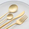 Cutlery Set Stainless Steel 24pcs Gold Tableware Dinner Knife Fork and Spoon Covered Vaisselle 210928