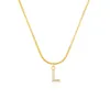 Inlaid Zircon Letter Initial Pendant Necklace For Women Gold Chain Cute Charms Collier Alphabet Necklaces Jewelry Friends Gift