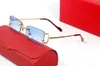 Röd designer solglasögon Rimless Green Grey Blue Glasses Men and Women Fashion Metal Rectangular Frame Fashion Carti Luxury Eyewear308i