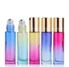 10ml Gradient Color Stainless Steel Roller Ball Glass Bottle Portable Travel Container Refillable Empty Bottles SN2642