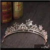 Clips Barrettes Joyería Barroca Princesa Corona Rhinestone Tiara Nupcial Boda Estrella Tocado Hecho a mano Cristal Cabello Acce