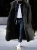 Men's Jackets Man Velvet Padded Coat Lapel Solid Color Faux Fur Long Brushed Thermal Length Outwear