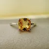 Cluster Rings Luxury Silver Ring High Quality 100% Natural Citrine Real 925 Solid Sterling Jewelry For Lady Wedding