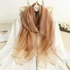 Halsdukar Mujer Bufand Four Seasons Wraps Silk Wool Blend Scarf Dam Hijab För Damer Pashmina Broderi Pärlor Sjalar Echarpes