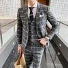 Latest Design 3-piece Male Casual Formal Business Plaids Suit For Men's Fashion Boutique Plaid Wedding Dress Men Suits & Blazers