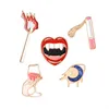 Vampire mouth pipe hand holding pink cocktail match personality special brooch ornament lapel badge gift pins6103501