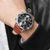 Curren Mężczyzna Zegarki Prestiżowe skórzane kwarcowe Zegarek dla mężczyzn Casual Chronograph Luminous Hand Clock Q0524