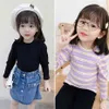 Toddler Children's T Shirt Striped Baby Girl T-shirts Spring Autumn Child T-shirt Casual Style Girls Clothing 210412