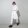 [EAM] High Elastic Waist White Irregular Button Long Harem Trousers Loose Pants Women Fashion Spring Autumn 1DD8347 21512