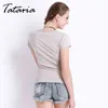 Koszulki dla kobiet Summer Top Female White Tee Shirt Femme z krótkim rękawem V Neck Tshirt Przyjaciele T Tataria 210514