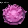 Kitchen Tools Silicone Stretch Suction Pot Lids 6Pcs Food Grade Fresh Keeping Wrap Seal Lid Pan Cover Accessories Dishwasher ZWL426