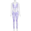 Kvinnors Jumpsuits Rompers 2021 Ärmlös Sexig För Kvinnor Tie-Dye Skriv ut Deep V-Neck Bodycon Bandage Mujer Body Suit Streetwear Outfits