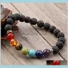 7 Chakra Stones ￓleos essenciais naturais Automiando aromaterapia hol￭stica Lava Pedra Mala Medita￧￣o Juxao Bracelets de charme PIW50