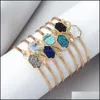 Bangle Armband Smycken Lyxig designer Druzy Wire Faux Geometrisk Natursten Charm för Kvinnors Fashion Present Drop Leverans 2021 2CQTK