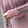 PERHAPS U Women Lurex Knit Black Pink V Neck Full Sleeve Cardigan Maxi Long Skirt Solid Two Pieces Set T0012 210529