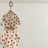 Bebé bebê menina romper crianças simples bolso bolinhas bolinhas baby out roupas para menino e menina 210701