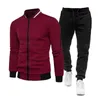 Mäns Tracksuits Men Tracksuit Set Polyester Sweatshirt 2021 Vår Sporting Fleece Jacka + Byxor Casual Sports Suit Sportswear 4xl