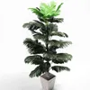 90cm 39頭の人工ヤシの植物の大きな熱帯の木の偽のヤシの葉のオフィスの装飾のためのシルクペルシャの葉の緑の植物211104
