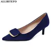 AllbiteFo Suede Sheepsskin Prawdziwej Skóry Kobiety Obcasy Buty Piłujący Toe Cienki Obcas Moda Sexy Kobiety Wysokie Obcasy Buty 210611