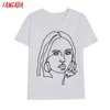 Tangada Femmes Broderie Coton Blanc T-shirt À Manches Courtes Dames T-shirt Occasionnel Chemise High Street Wear Top 4H42 210609