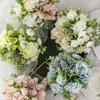 Couronnes de fleurs décoratives 1 bouquet de soie artificielle rose blé mariée fleur faux pissenlit hortensia pour la décoration de la maison de fête de mariage