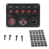 5 Gang 12V Car Marine Boat LED Rocker Switch Panel Waterproof Circuit Digital Voltmeter Dual USB Port Charger Adapters