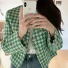 HMA Vrouwen Korea Chic Jassen Mode Dames Houndstooth Vrouwelijke Herfst Plaid Jas Meisjes 211014