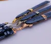 Wrist Watchband Accessories Alligator Grain Genuine leather Blue watch band straps 14mm 16mm 18mm 20mm 22mm butterfly buckle