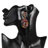 Pendientes colgantes redondos con diamantes de imitación multicolores elegantes, pendientes colgantes de cristal para mujer, joyería de fiesta