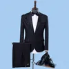 Haftowane Garnitury Mężczyźni Dla Wesele Mens Blazer Garnitury 3 Sztuka Blazer + Spodnie + Bow Tie Moda Party Men Suit Set Stage Costume Homme 210524