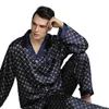 Pijama de seda de alta qualidade Paisley homens camisa de mangas compridas + calças duas peças Sleepwear conjunto plus tamanho pijama casa roupas masculina 211019