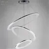Ljuskronor modern ledd akryl hängande ljus fixtur cirkel ring glansfjädring lampa belysning för vardagsrum hem