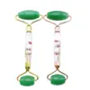 100% Natural Acrylic Handle Massager Dongling Jade Roller and Guasha Board 2-in-1 Jade Facial Massage Tool for Beauty