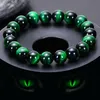 Perlé brins mode bleu vert oeil de tigre Bracelet pierre naturelle 8mm perles rondes élasticité corde hommes femmes bouddha bijoux Inte22