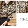 Camicie da donna coreana Camicette leopardo per camicia di stampa in chiffon Donna Pocket Tops Plus Size S e XXL 210604