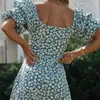 Casual rode bloemenprint boho jurk zomer strand jurk vrouwen famale korte mini sundress vintage vestidos de mujer mode 210415