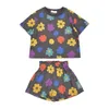 Enfant en bas âge filles ensemble de vêtements à fleurs été coton mode Ins tenue 2 pièces fleurs hauts et shorts coréen vêtements décontractés 210529