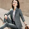 Professioal Interview Abito formale Temperamet Manica lunga Slim Blazer e pantaloni Office Ladies Fashion Work Wear 210604