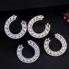Sparkling White Cubic Zircon Cute Half Round Silver Big Stud Earrings for Women Korean Fashion Brand Jewelry CZ736 210714