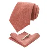 KAMBERFT Solid Color Cashmere Wool Necktie and Pocket Square Clip Sets for 8cm Red Brown Green Gray For Men Wedding Tie