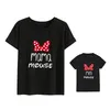 MAMA und Mini Familie passende Kleidung Outfits Baumwolle Kawaii Schleife T-Shirt Mama und ich Kleidung Tops Baby Mädchen Kleidung passende Outfits