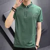 Browon Yeni Varış Kore Moda Erkekler Giyim Yaz Kısa Kollu Katı Renk Mektubu Rahat Tops Turn-down Yaka T Shirt Erkekler H1218