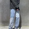 メンズジーンズ2021ファッションルーズステッチワイドレッグズボンパンツ男性オールマッチストレートサイズ＃01